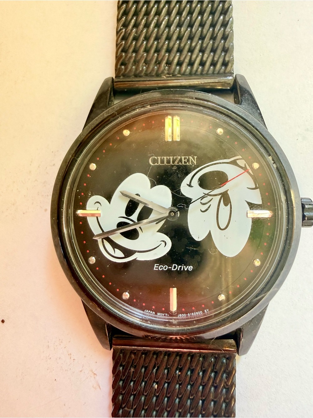 Citizen Disney EcoDrive unisex Black Dial Mickey Mouse Watch As Is needs refurb